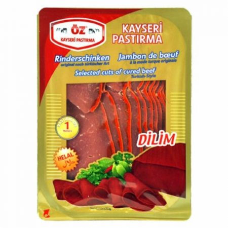 Air-dried and sliced Turkish beef bacon 100g (Oz Kayseri Pastirma - Dilimli)