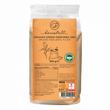 Bonatelli Organik Kirmizi Mercimek Unu (Red Lentil Flour) 500 Gr