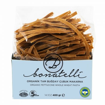 Bonatelli Organik Tam Bugday Cubuk Makarna Vegan (Organic Fettucine Whole Wheat Pasta Vegan) 400 Gr