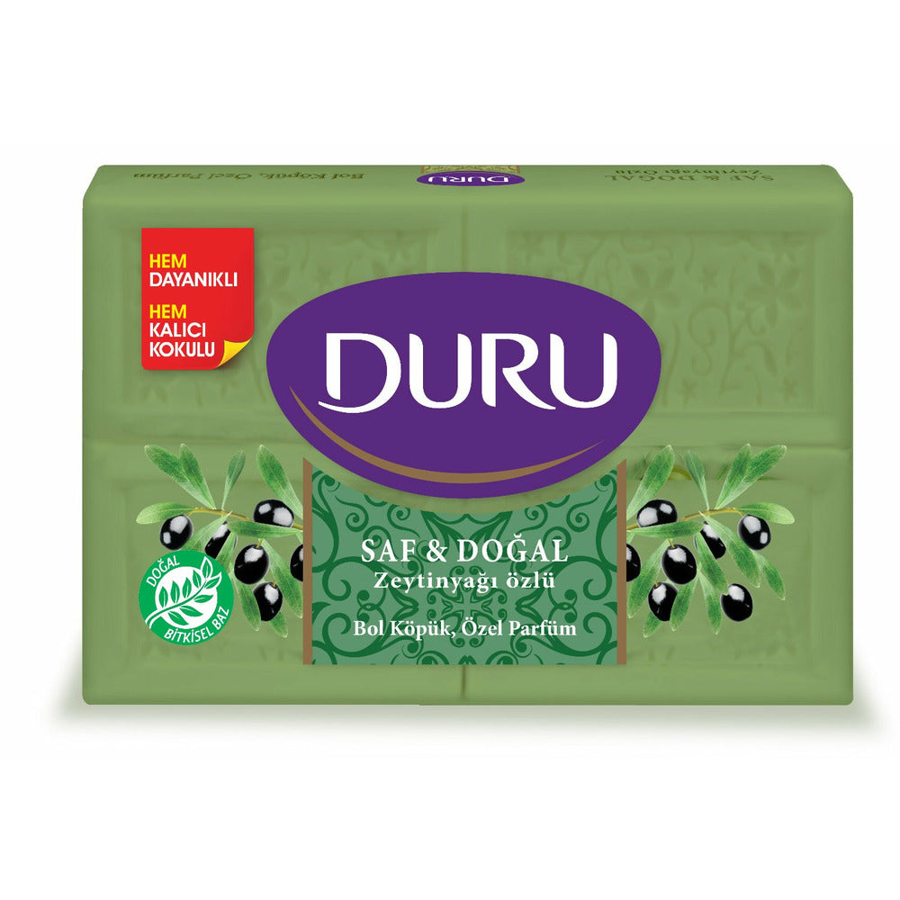 Duru Pure&Natural Green (Olive Oil) Soap 4*150 Gr_6307653fc9f55.jpeg Duru Pure&Natural Green (Olive Oil) Soap 4*150 Gr - Image 1
