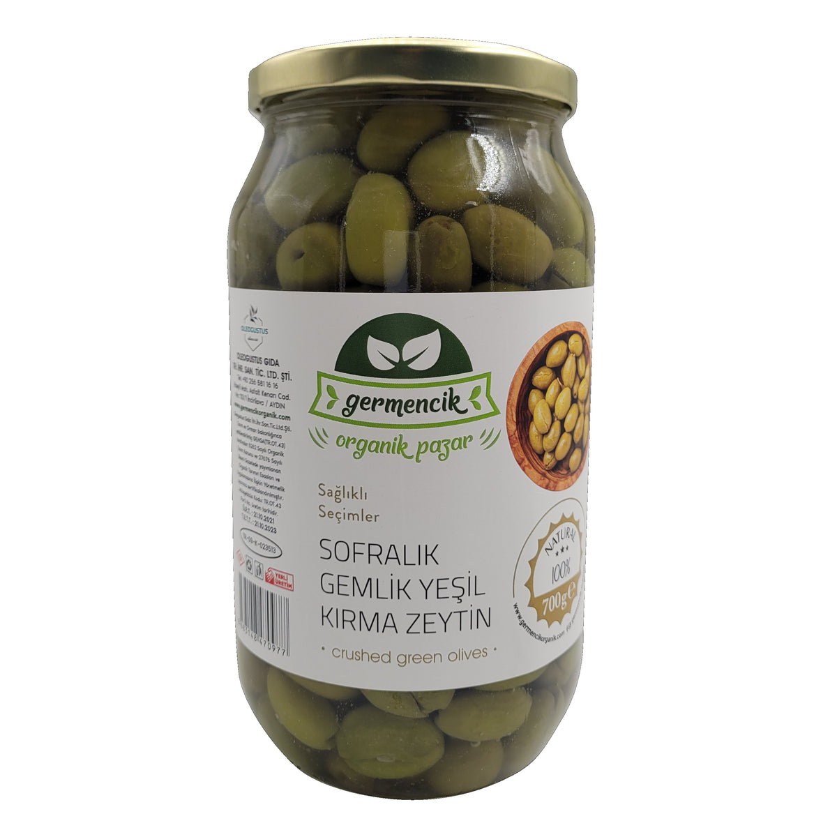 Germencik Gemlik Kirma Yesil Zeytin (Craked Green Olives) 700 g_6307664675e30.jpeg Germencik Gemlik Kirma Yesil Zeytin (Craked Green Olives) 700 g - Image 1