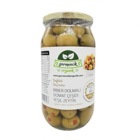 Germencik Organik Biber Dolmalı Yesil Zeytin (Stuffed Green Olives) 650 G