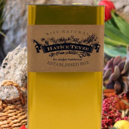 Hatice Teyze Tas Baski Dogal Zeytinyag 5 Lt. (Hatice Teyze Extra Virgin Olive Oil Natural Homemade)