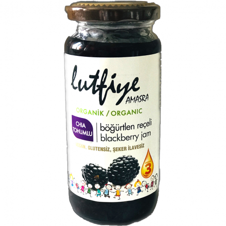 Lütfiye Amasra Organic Blackberry Jam with Chia Seeds (Chia Tohumlu Böğürtlen Reçeli) 280g