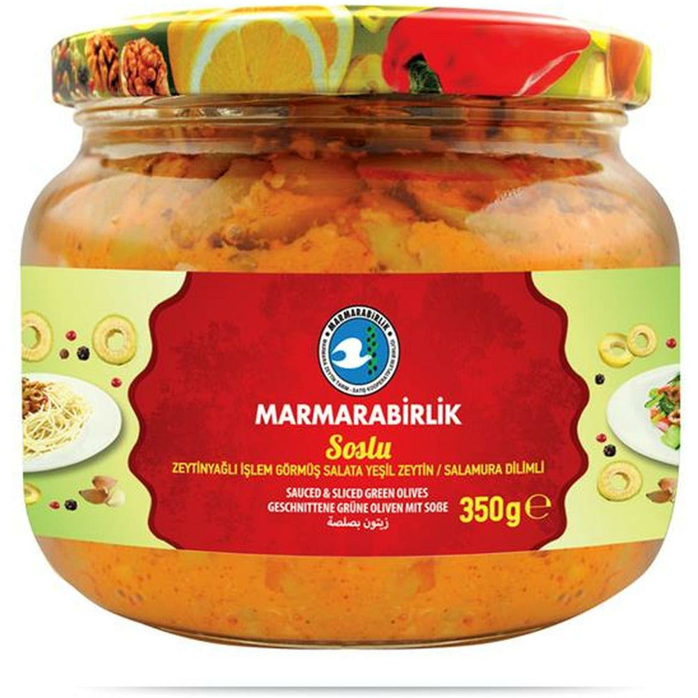 Marmarabirlik Green Olives Sauced Sliced (Soslu Zeytin) 350 G_6307643eb2aa0.jpeg Marmarabirlik Green Olives Sauced Sliced (Soslu Zeytin) 350 G - Image 1