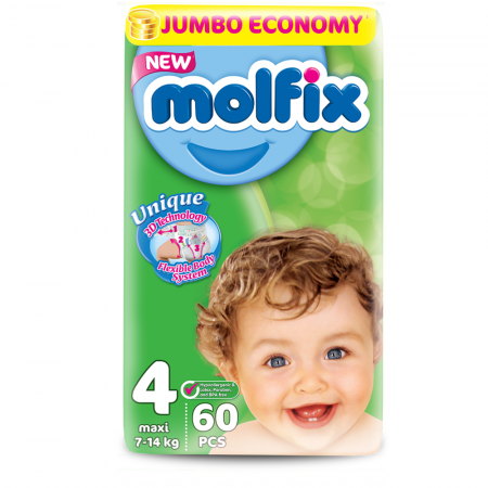 Molfix 3D Nappy 4 Maxi Jumbo (7-14 kg) 60 Pcs