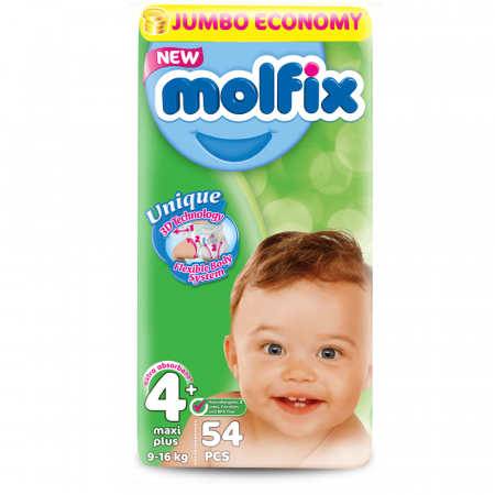 Molfix 3D Nappy 4 Maxiplus Jumbo (9-16 kg)  54 Pcs