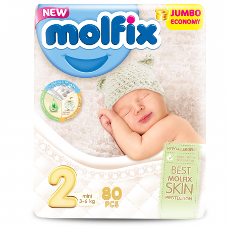Molfix Nappy 2 Mini Jumbo (3-6 kg) 80 pcs