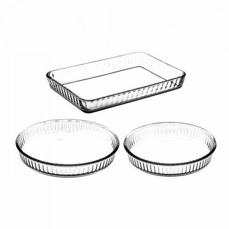 Pasabahce Glassware Borcam Ovenware Set (2 Yuvarlak 1 Kare ) 3 pcs
