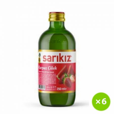 Sarikiz Mineral Water Watermelon & Strawberry Glass Bottle 6*250Ml