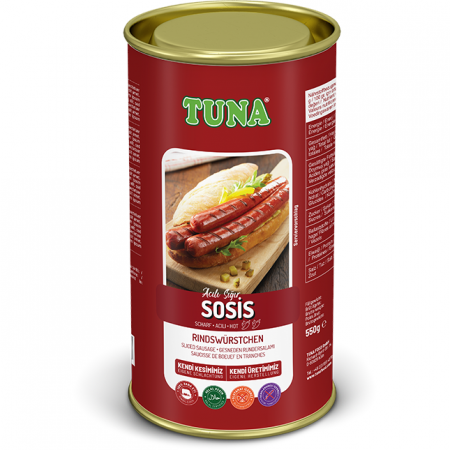Tuna Canned Beef Sausage Hot (Acili Sigir Teneke Sosis)  250gr