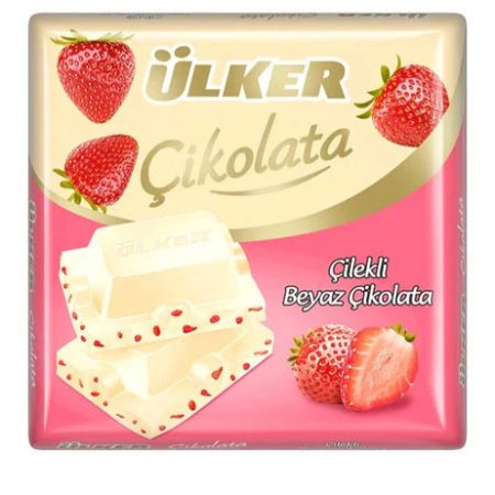 Ulker White Chocolate With Strawberry 60G (Ulker Cilekli Beyaz Cikolata)